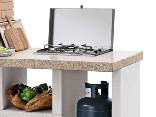 Cocina de exterior obra con fregadero y hornilla