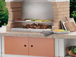 Cocina de exterior obra con fregadero y hornilla