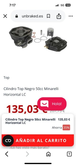 Cilindro Top Negro 50cc Minarelli Horizontal LC