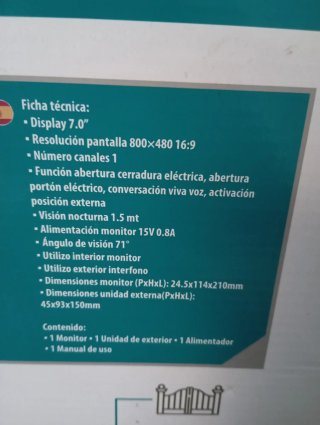 Videoportero Proxe 2 Hilos Monitor 7