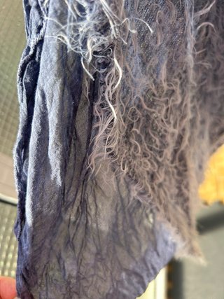 Chaqueta azul con pelo T M asimétrica