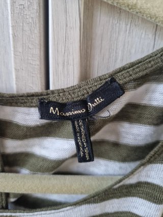Camiseta Massimo Dutti Rayas Verde y Blanca