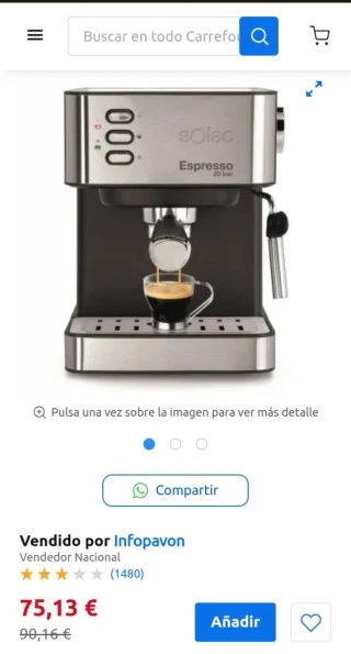 Cafetera Solac Espresso 20 bar