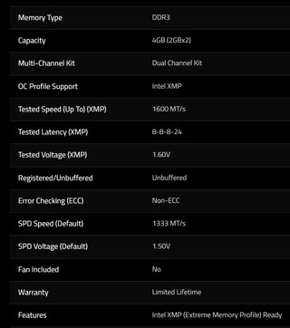 4GB DDR3 1600 CL8 G.Skill Ripjaws