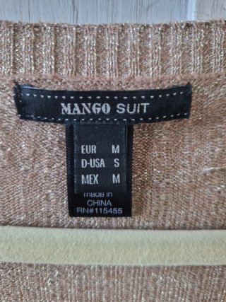 Mango Chaqueta Larga Beige/Dorado Talla S