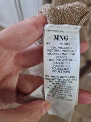 Mango Chaqueta Larga Beige/Dorado Talla S