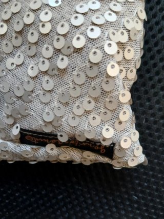 Borsa triangolare paillettes beige/argento