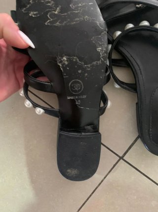 Chanel Sandalias Perlas Negras