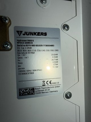 Calentador Gas Junkers 15L Blanco