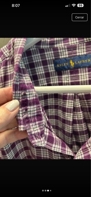 Camisa Ralph Lauren Talla XXXL Cuadros Morado Blan