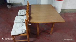 Mesa plegable de cocina, con 3 sillas de madera
