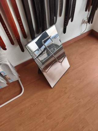 Espejo para zapatos cristal y madera