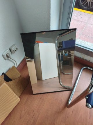 Espejo para zapatos cristal y madera