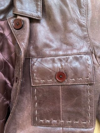 Gabardina vintage cuero real marrón