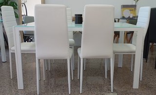 Mesa ̈Comedor + ̈6 ̈ Sillas Blancas. ¡ECONÓMICA!