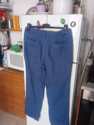 Pantaloni donna in lino blu