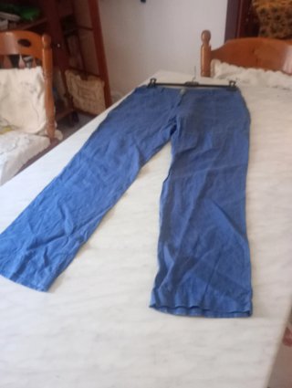 Pantaloni donna in lino blu