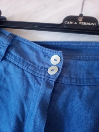 Pantaloni donna in lino blu