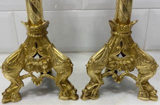 ANTIGUOS HACHEROS CANDELABROS IGLESIA BRONCE S.XIX