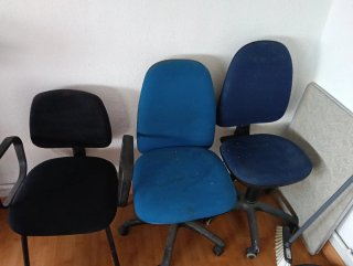 Lote 3 Sillas Oficina Negras y Azules