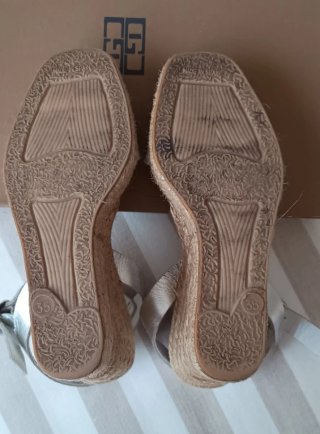 Sandalias cuña Gloria Ortiz plateadas, 35