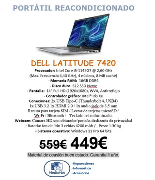 Dell Latitude 7420 i5 1145G7 16GB RAM 512GB SSD