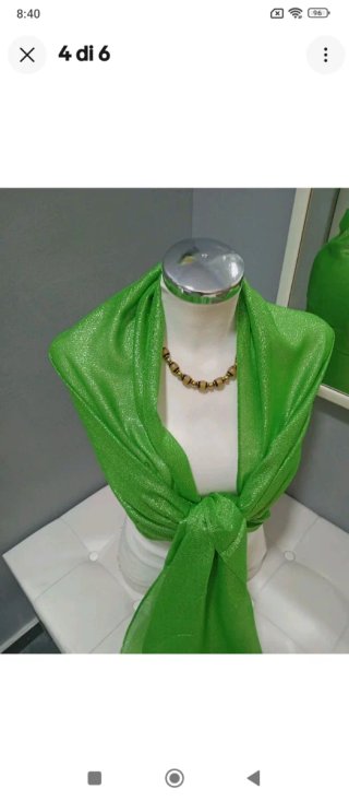 Stola coprispalle verde prato tessuto seta e coton