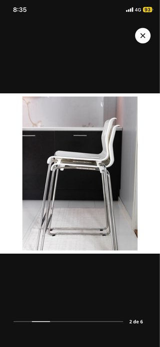 Taburete alto blanco/cromado 66 cm (2 unidades)