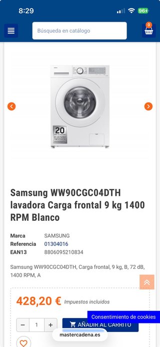Lavadora Samsung 9kg 1400rpm Nueva con tara