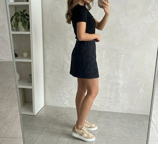 Falda Mini Jacquard Zara Woman Negra