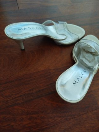 Sandalias Mascaró Vinilo T37.5 crema /plata