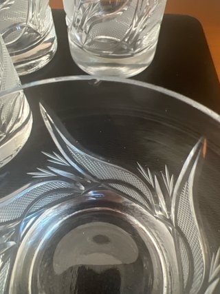 Cristalería vintage Lisa Mori cristal tallado