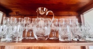 Cristalería vintage Lisa Mori cristal tallado