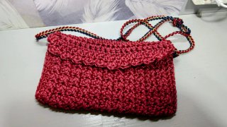 Bolso Cartera Crochet Rojo Hombro Hecho a Mano