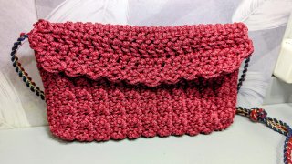 Bolso Cartera Crochet Rojo Hombro Hecho a Mano