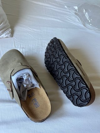 Zuecos Birkenstock Boston Beige/Marrón Talla 38