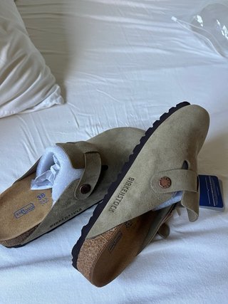 Zuecos Birkenstock Boston Beige/Marrón Talla 38