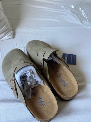 Zuecos Birkenstock Boston Beige/Marrón Talla 38