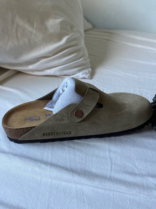 Zuecos Birkenstock Boston Beige/Marrón Talla 38