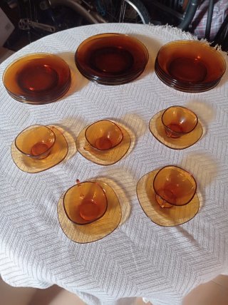 Vereco Juego de Vasos y Platos Ámbar