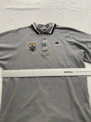 Adidas vintage polo grey embroidered logo patch sporty streetwear size L