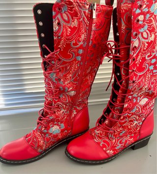 Botas rojas florales talla 40