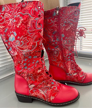 Botas rojas florales talla 40