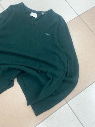 Jersey GANT Verde Cuello Pico Talla L