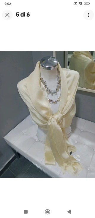 Stola coprispalle seta beige champagne luccicante