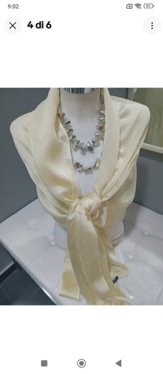 Stola coprispalle seta beige champagne luccicante