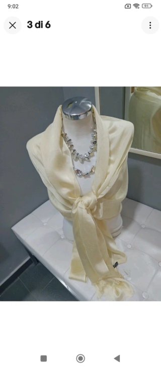 Stola coprispalle seta beige champagne luccicante