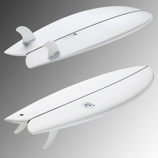Tabla surf fish resina 6'1" 42L Peso <100kg blanco. Nivel