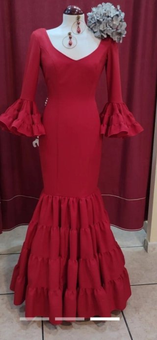 Traje Flamenca Gitana Rojo Sin Estrenar