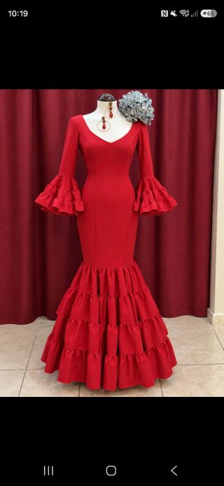 Traje Flamenca Gitana Rojo Sin Estrenar